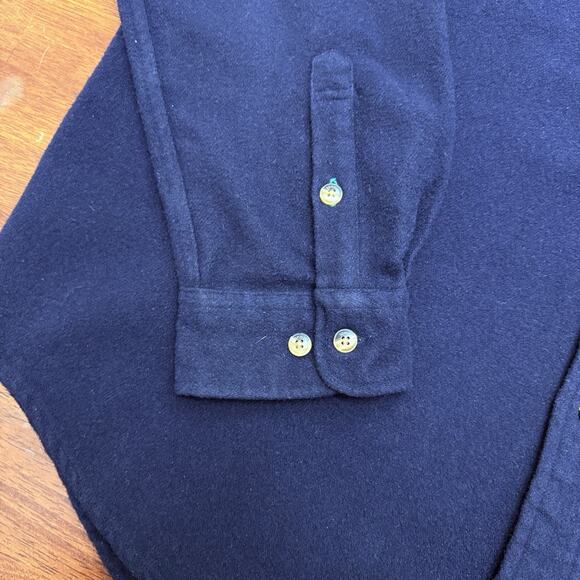Vtg Tommy Hilfiger Wool Blend Blue Button Down Shirt Pocket Crest Men's XL - Picture 2 of 12